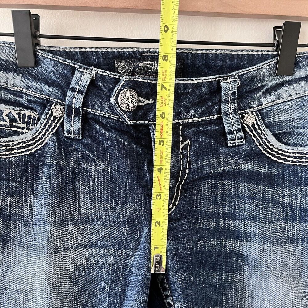 Silver Jeans Tuesday Low Capri Blue Denim Thick Stitch Country Western - Size 29 - Picture 8 of 11